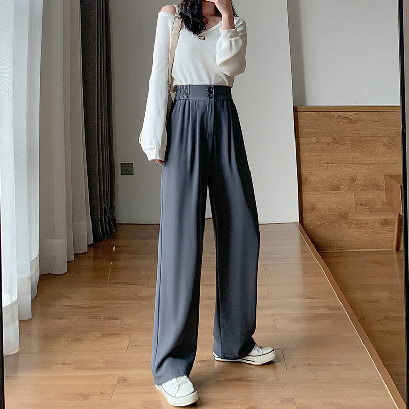 双扣秋冬宽松直筒2020年新款西装裤 伊索芙休闲裤