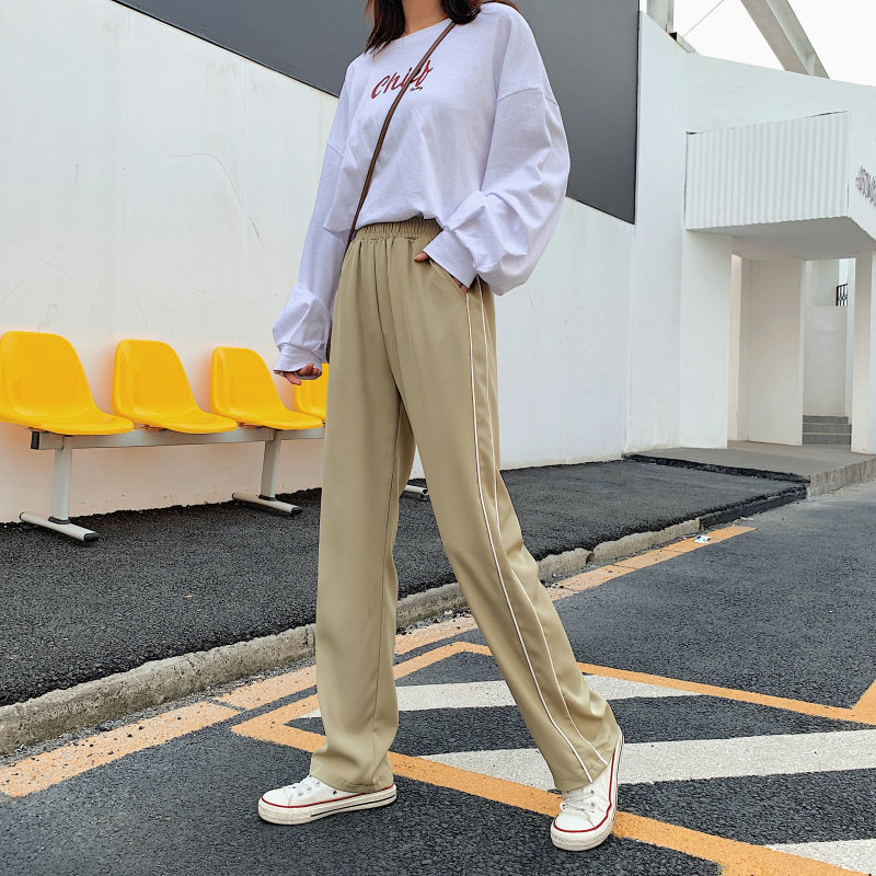 运动阔腿裤女秋高腰黑色长裤子 伊索芙休闲裤