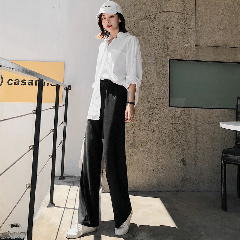 女显瘦裤子夏高腰春秋坠感阔腿裤 伊索芙休闲裤