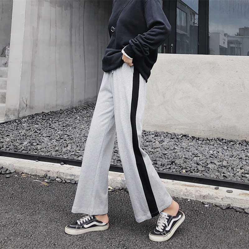 春秋高腰垂感韩版学生宽松坠运动裤 伊索芙休闲裤