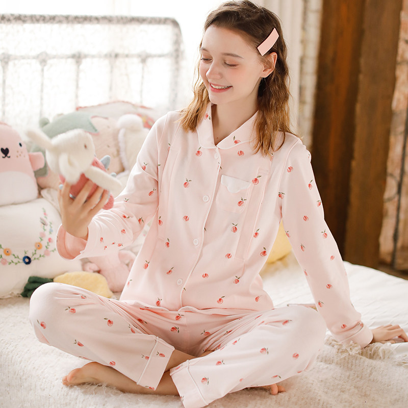 蔓秋产后2月春秋款纯棉睡衣月子服 meju家居服套装