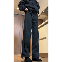 Torrential rain class American waterproof punching pants male lengthened version tall and suede working dress pants winter Northeastern ski pants