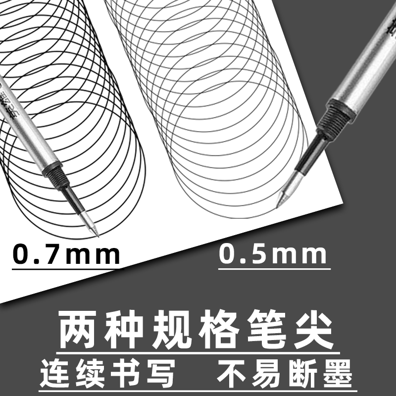 英雄笔芯宝珠笔金属黑色签字笔水笔替换笔芯0.5mm/0.7mm螺纹头直插头子弹头速干宝珠笔h359签字笔中性笔直液 - 图1