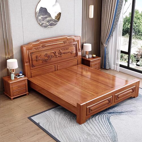 金花梨木仿古雕花中式1.8米双人床1.5米全实木榫卯结构工厂直销 - 图2