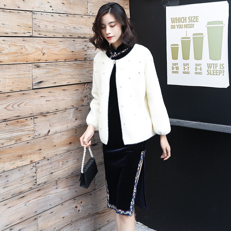 金丝绒旗袍年轻款秋冬长袖连衣裙 香怡莎菲旗袍