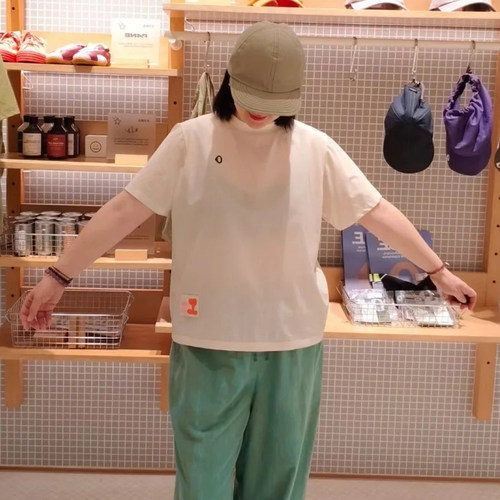 素然26新款女夏季宽松吸湿速干涂鸦印花圆领上衣短袖T恤A0261TS32 - 图0