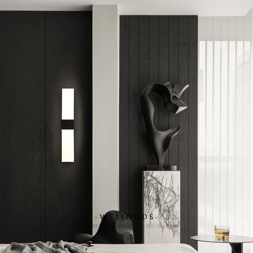 简约现代壁灯客厅背景墙壁灯北欧楼梯过道卧室床头圆形玻璃镜前灯 - 图1