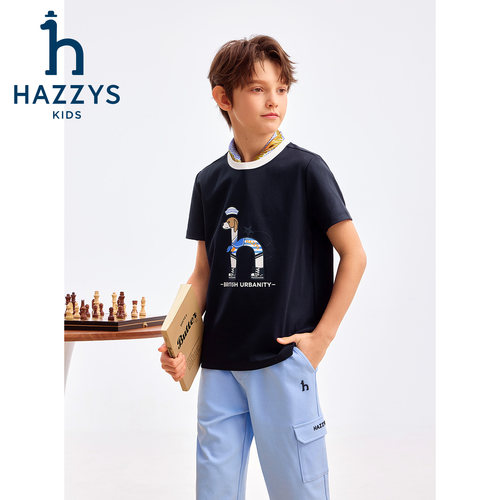 hazzys哈吉斯童装男童T恤2025夏新品液氨科技挺括透气短袖上衣 - 图2