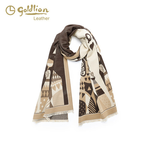 金利来时尚印花围巾2025男女同款情侣保暖围脖小众韩版披肩防风潮 - 图0