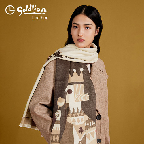 金利来时尚印花围巾2025男女同款情侣保暖围脖小众韩版披肩防风潮 - 图2