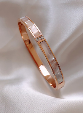 玫瑰金天然带钻韩版学生手环