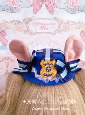 Lolita蝴蝶结兔耳小礼帽发夹