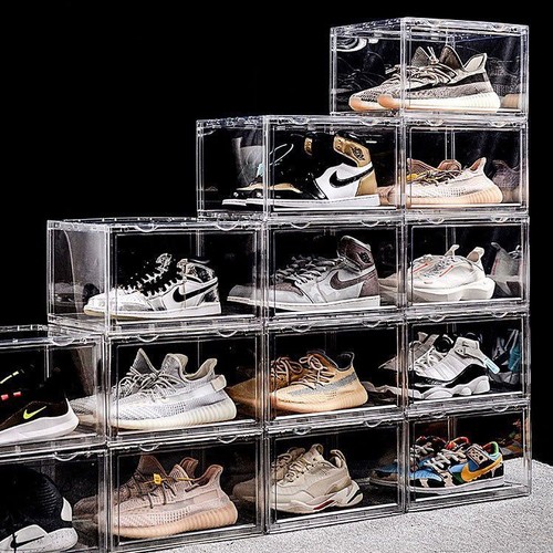 AURGA亚克力透明鞋盒 球鞋收纳展示盒磁吸抽屉式礼物塑料折叠鞋柜 - 图2