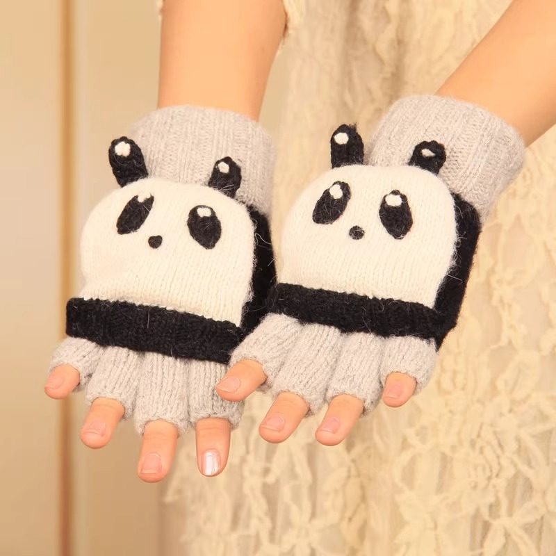 半指手套女秋冬季保暖日系可爱羊毛露指半截翻盖针织毛线女士手套,淘宝优惠券,粉丝福利购,淘宝优惠卷