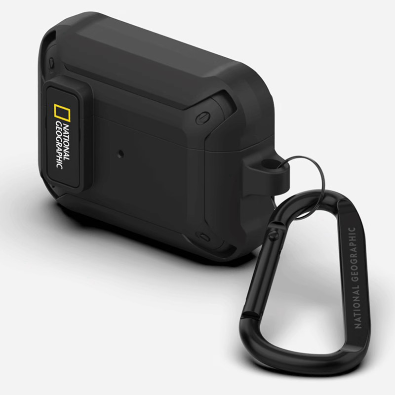 国家地理适用苹果AirPods Pro3耳机壳airpodspro3保护壳硅胶套带锁扣AirPods Pro2二代带挂钩防摔耳机收纳盒
