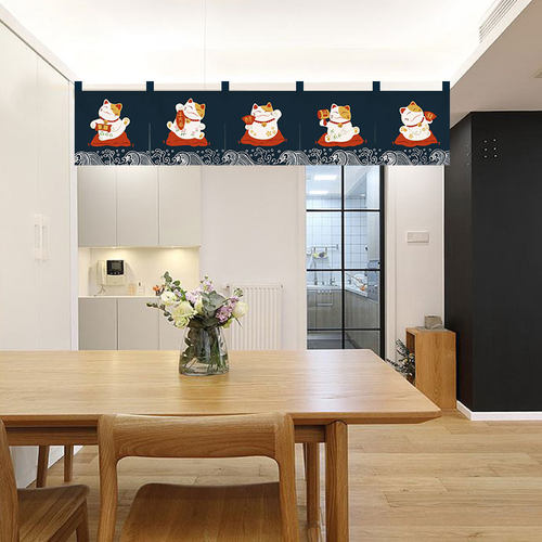 日式门帘隔断短帘寿司店定制旗帘多开式挂帘装饰布帘厨房帘子定制 - 图2