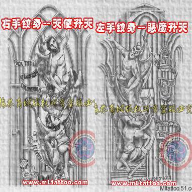 高品质越狱纹身袖套 迈克尔米帅tattoo防晒天使魔鬼骑行臂套特卖 - 图3