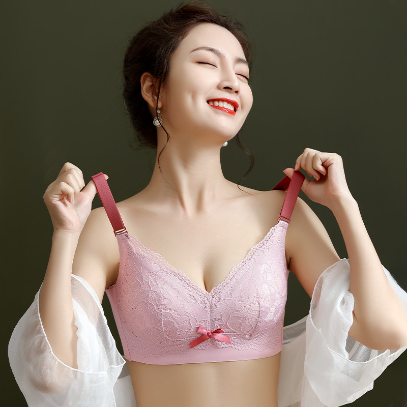 乳胶薄款大胸显小性感蕾丝聚拢文胸 媄禾文胸