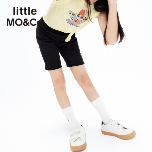 little moco童装夏装女童修身弹力牛仔裤骑行裤短裤儿童运动裤