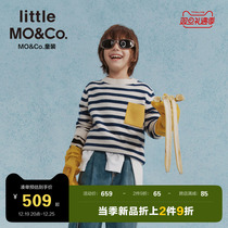 100% beautiful Nowool little-moco child clothing 23 winter new boy girl striped needling sweater sweater