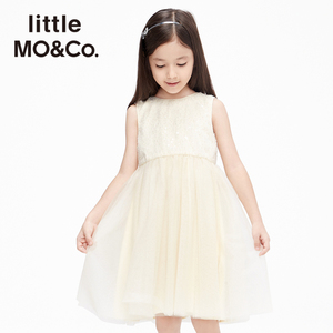 little moco童装夏装女童无袖珠片网纱连衣裙礼服儿童裙子公主裙