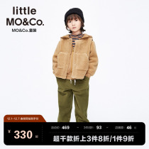 Thickened] littlemoco childrens winter children male and female children two sets jacket imitation lamb wool hat jacket