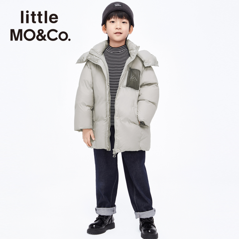 蓄热加厚 little moco童装冬男童御寒中长款羽绒服外套儿童男款