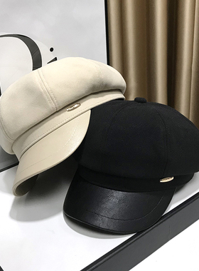 贵棉八角帽逛街休闲女士秋冬毛呢