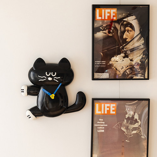 韩国aland brunch brother 联名款 可爱摇尾巴猫咪墙上挂钟 时钟 - 图3