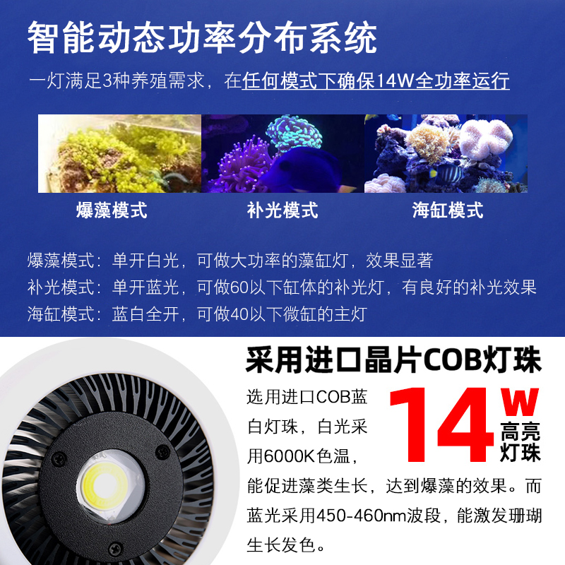 新阿波罗全能灯LED海水藻缸灯补光灯海缸灯珊瑚灯草缸夹灯暴藻灯-图0