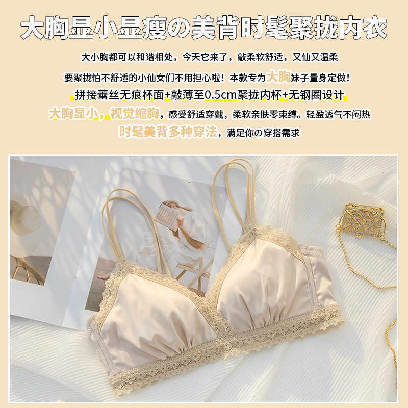 法式美背夏季轻薄款大胸显小内衣 黛莎妃文胸