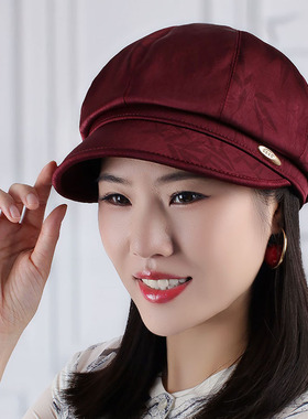 女春秋天包边鸭舌帽子时尚八角帽