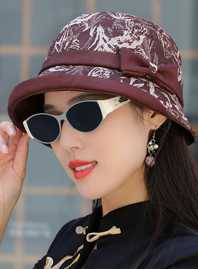 秋季中老年妈妈显脸小折叠布帽