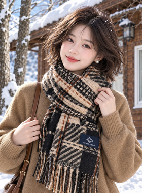 2026款复古格子围巾女冬季保暖