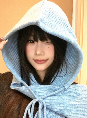 蓝色巴拉克拉法帽女冬季2026新款