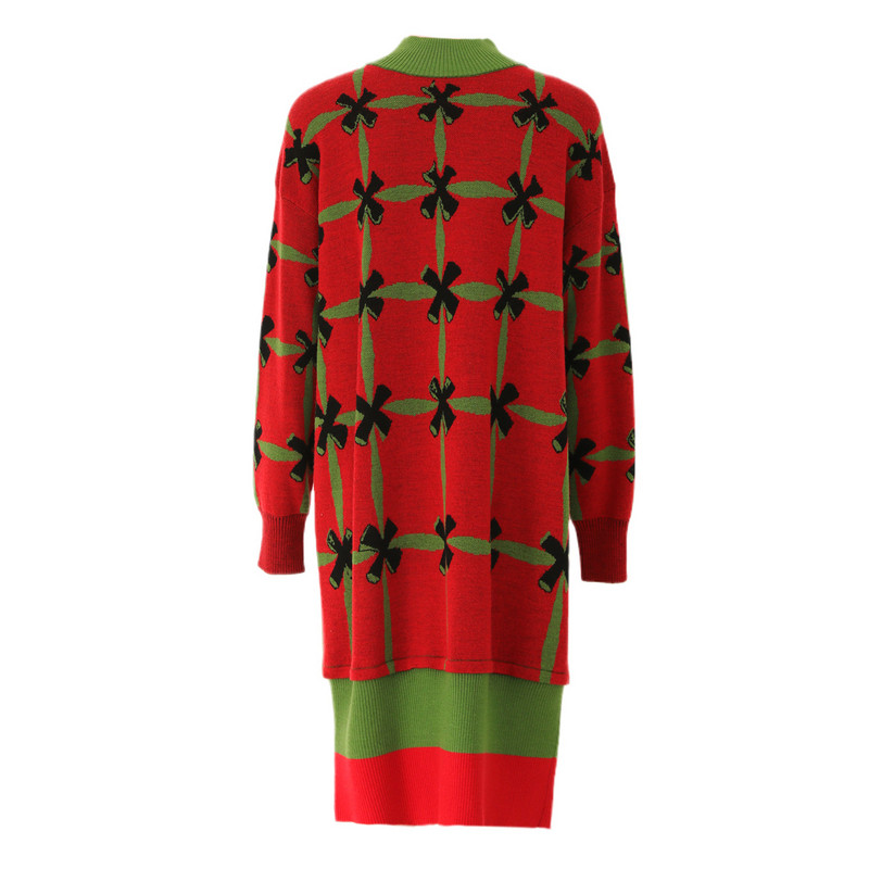 【100%绵羊毛】阁兰秀冬新款格子提花针织连衣裙商场同款女装