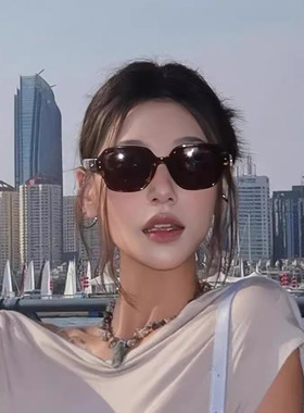 气质复古红色大框墨镜大脸显瘦开车防紫外线近视太阳眼镜女高级感