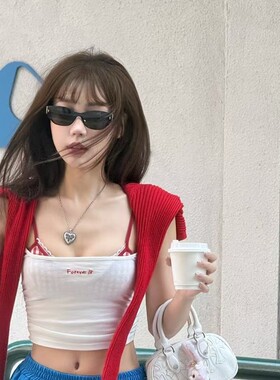 欧美风金属连体猫眼墨镜女复古高级感圆脸显瘦网红时尚太阳眼镜潮