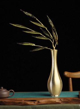 观世音菩萨神像法器净瓶柳枝观世音手上的杨柳枝金锌合金净瓶配件