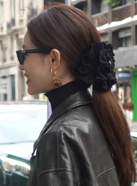 钟楚曦同款蕾丝抓夹法式复古头花发饰新款后脑勺鲨鱼夹头饰女