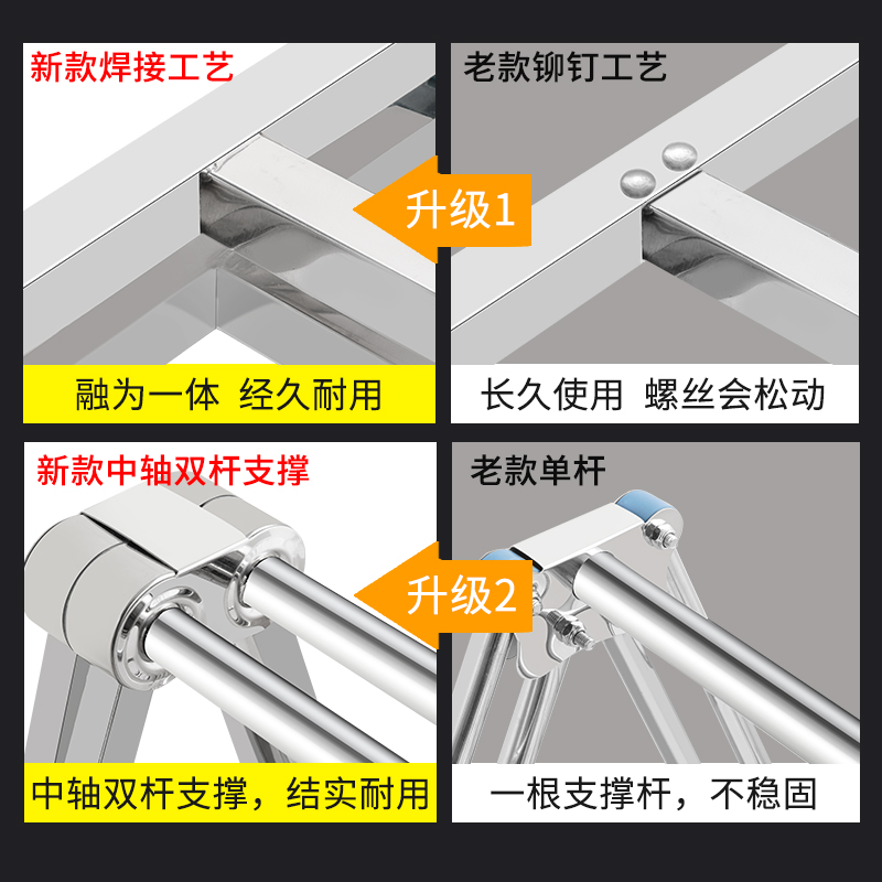 不锈钢晾衣架落地折叠室内家用凉晒衣架阳台简易婴儿童挂衣服架子-图2