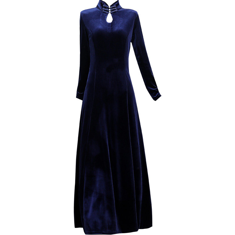 秋款冬裙配大衣高端金丝绒连衣裙 歌娜图连衣裙