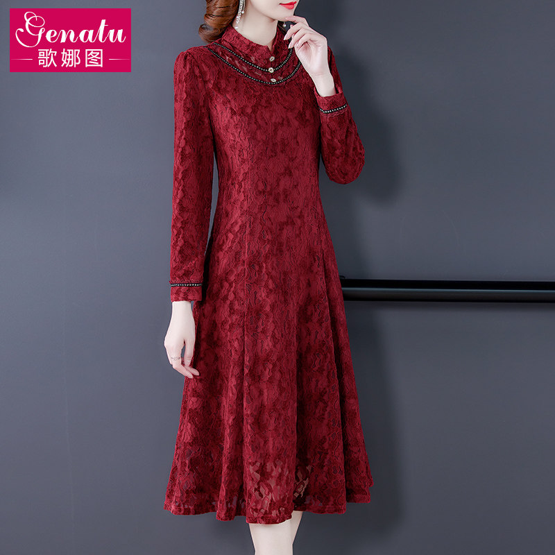 冬裙蕾丝女神范气质高端欧货连衣裙 歌娜图连衣裙