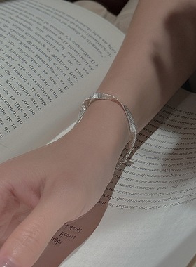 s925纯银小众设计编织意大利闪光手链韩国风时尚复古首饰品