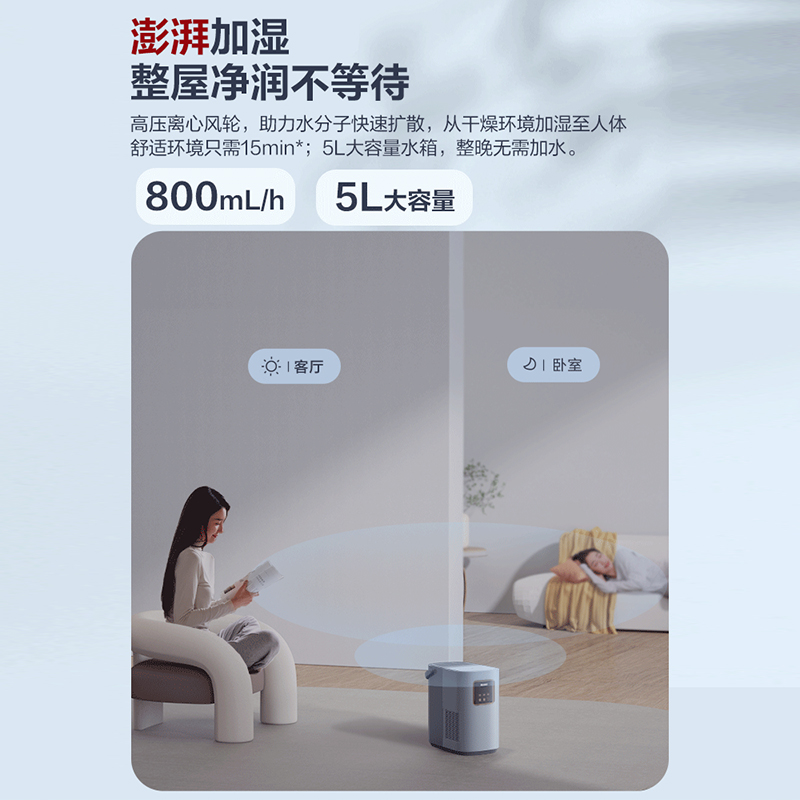 格力家用卧室静音孕妇婴儿家用智能恒温除菌净化低噪无雾加湿器