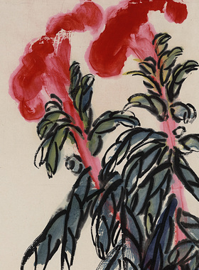 齐白石《加官进禄》中式客厅中堂挂画玄关茶室植物花鸟装饰画高清
