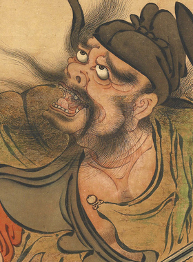 《钟馗骑虎》中式客厅中堂挂画玄关茶室工笔人物动物装饰画高清