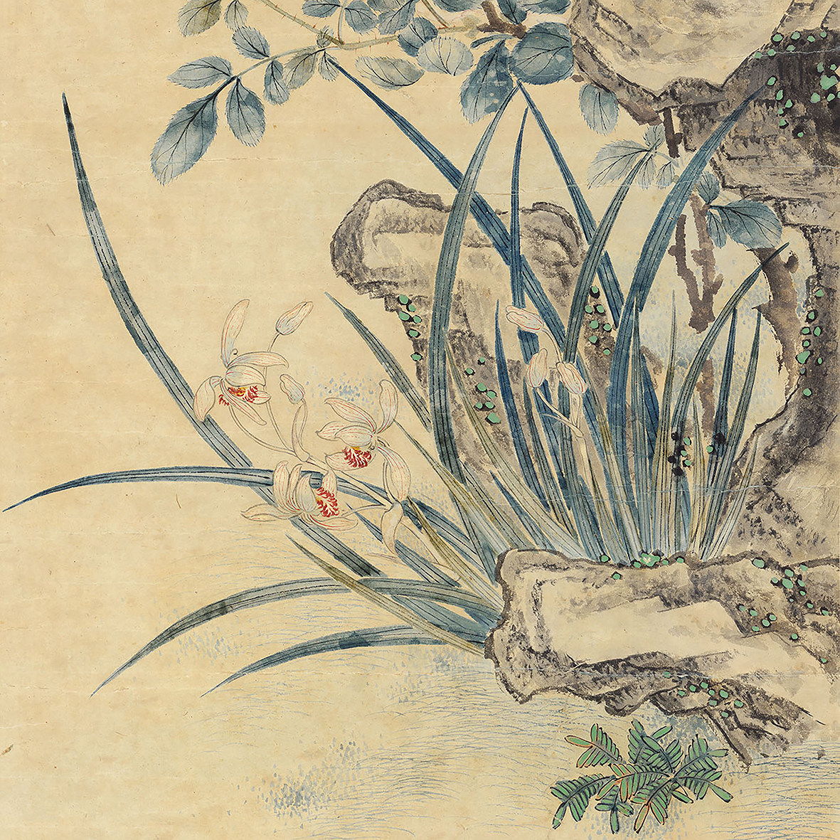 蒋薄《兰石图》客厅中堂挂画玄关茶室花鸟画办公室背景画高清微喷,淘宝优惠券,粉丝福利购,淘宝优惠卷