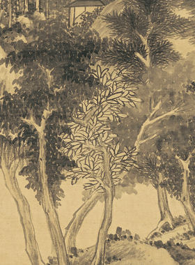 王时敏《山楼客话》客厅中堂挂画玄关茶室书房装饰画景色国画高清