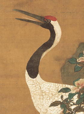 童垲《松鹤延年图》中式客厅中堂挂画玄关茶室祝寿动物装饰画高清